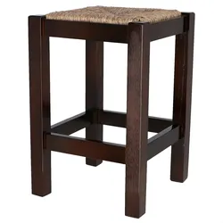WellHome - Rustikale niedrige Bank aus Holz, Nussbaum-Finish 32,5x32,5x48,5 cm
