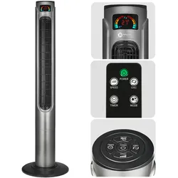Balter Home Turmventilator mit Fernbedienung leise 120cm Ventilator Timer Säulenventilator Grau