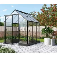 Vitavia Gewächshaus Pontos 3800, ESG/HKP 6 mm, inkl. Fundament, ca. B195/H207/T199 cm, Schwarz