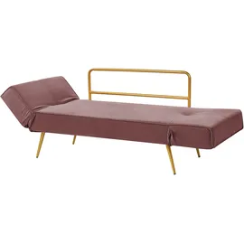 Beliani Schlafsofa 2-Sitzer SAARELA Samtstoff Rosa
