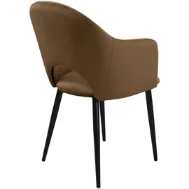 Svita HAILEY 2er Set Esszimmerstühle Küchen-Sessel gepolstert Samt Braun