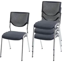 Mendler 4er-Set Besucherstuhl T401, Konferenzstuhl stapelbar, Stoff/Textil ~ Sitz