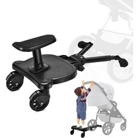 Buggy Board für Kinderwagen, Universal Kiddy Board Buggyboard mit Sitz 360 Grad Stabiles Zweirad für Kinder von 2–6 Jahren (25 kg)