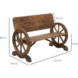 Outsunny Gartenbank 114 x 58 x 80 cm Braun