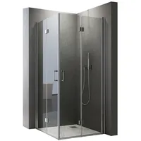 Boromal Eckdusche Duschkabine Eckeinstieg Falttür 195H Duschabtrennung Dusche 6mm ESG, BxT: 120x90 cm, Sicherheitsglas, Glas mit Nano 120 cm x 195 cm x 90 cm