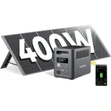 AFERIY Stromerzeuger 1800W Tragbare Powerstation, 1024Wh LiFePO4 Batterie, 1,8 in kW, (1-tlg), mit 400W Solarpanel, 9 Anschlüsse, für Outdoors Camping