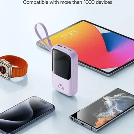 Baseus Qpow Pro+ 10000mAh Powerbank 22.5W USB-C/USB-A mit Kabel - Violett