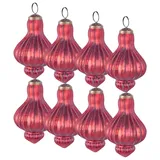 Beliani Weihnachtskugel 8er Set Glas rot