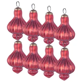 Beliani Weihnachtskugel 8er Set Glas rot