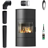 Freistehender Kaminofen KRATKI ROLLO/W 2 10kW für Wohnzimmer Holzofen Set