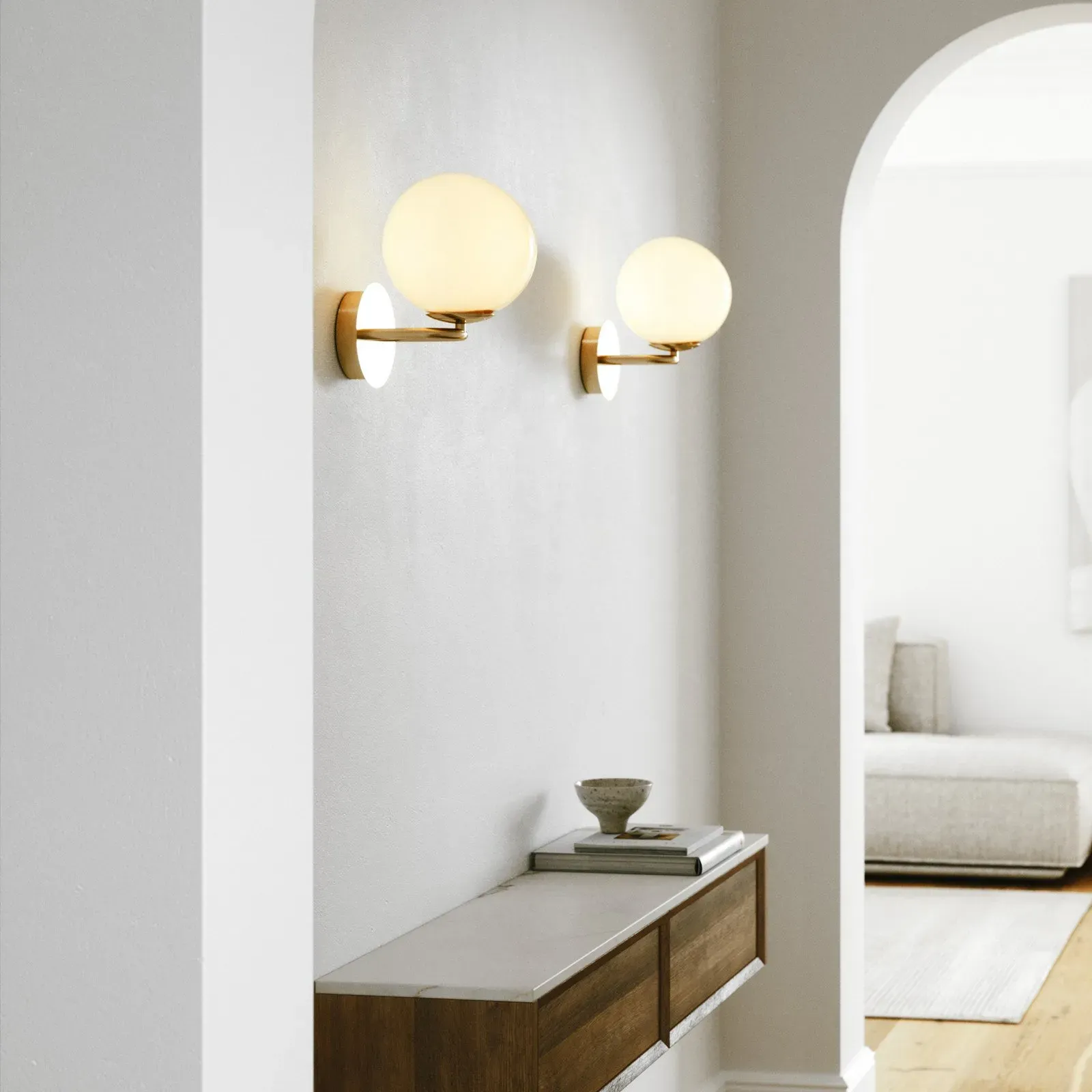 Wandleuchte DFTP by Nordlux, Shapes, Gold / Messing, für Wohnzimmer, Glas, Design - 22 - 26