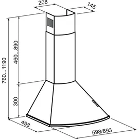 Gurari GCH E 612 Cr r Induktions Standherd + GCH C 046 WH 9 Dunstabzugshaube 90cm - Creme