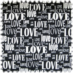 AKTION Jacquard Flachgewebe Möbelstoff Love Schwarz / Weiss
