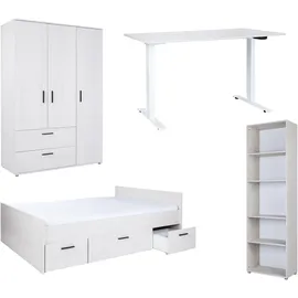 Arthur Berndt Jugendzimmer-Set ARTHUR BERNDT "Jugendzimmer-Set »Mathea« 4-teilig", nordic, wood, nachbildung, ohne Matratze, B/H: 140cm x 200cm, Hartfaserplatte, Holzwerkstoff, Kunststoff, Metall, Schlafzimmermöbel-Sets, Schreibtisch stufenlos elekrisch