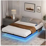 ANYSUN Bettgestell Schwebebett Bettgestell mit LED-Beleuchtung,Metallbett (140 x 200 cm / 160 x 200 cm,Metalllattenrost,stabilem und robustem), schwebendem Bettrahmen, Jugendbett, einfacher Montage, Ohne Matratze 160 cm x 200 cm