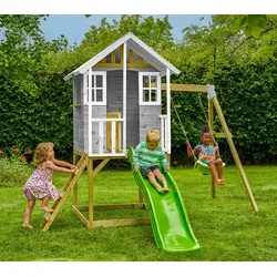 Zwerkules Valli 2 | Kinder Stelzenhaus mit Rutsche und Schaukel | Holz