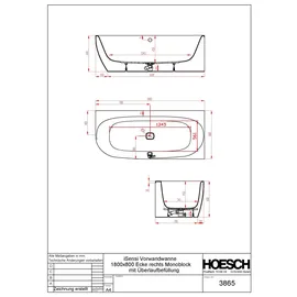 Hoesch iSensi Eckbadewanne 80 x 180 cm (1-Üb.-AL)