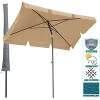Quick Star Balkon Sonnenschirm 200x125cm Balkonschirm Rechteckig Knickbar Sand