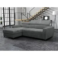 MIRJAN24 Ecksofa Milano Premium Cord, mit Bettkasten und Schlaffunktion, Einstellbare Kopfstützen, L-Form grau