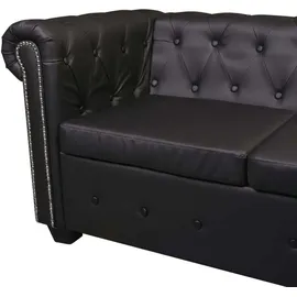vidaXL Chesterfield Eckcouch Kunstleder 6-Sitzer Schwarz