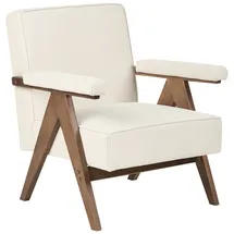 Beliani Sessel EVJE Stoff 65 x 81 x 57 cm Beige mit Kissen