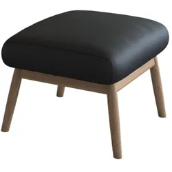 Polsterhocker FLEXLUX "Padova", schwarz (deep schwarz), B:56cm H:36cm T:44cm, 100% Echteder, Hocker, Fußhocker für Ohrensessel, Fuß Eiche