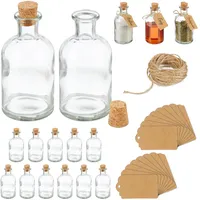 Relaxdays Dekogläser 16er Set, Glasflaschen mit Korken, 125 ml,