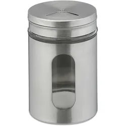 Relaxdays Gewürzstreuer, 6er Set, 3 Streugrößen, Gewürze & Kräuter, XL Gewürzgläser, 290 ml, Glas & Edelstahl, silber