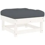 vidaXL Gartenhocker mit Kissen Weiß Massivholz Kiefer