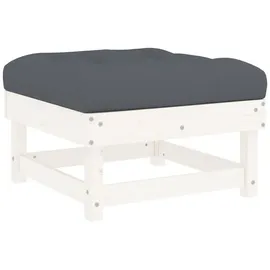 vidaXL Gartenhocker mit Kissen Weiß Massivholz Kiefer