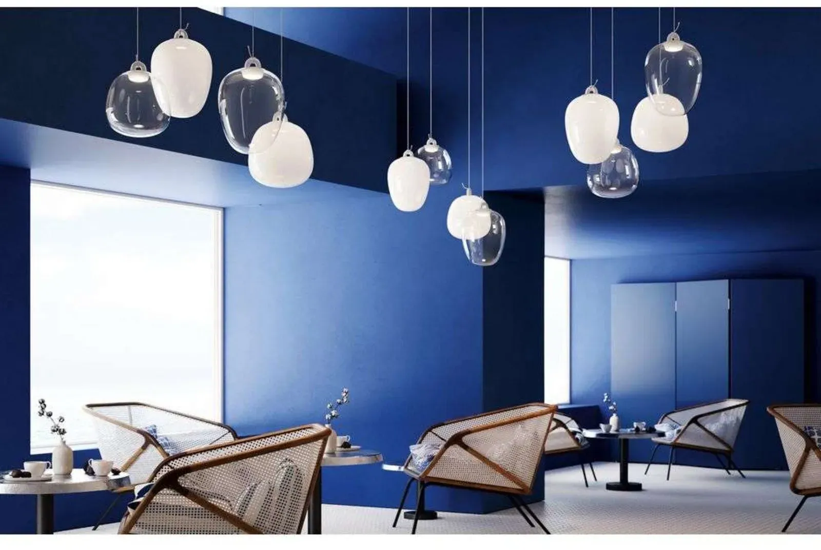 Pendelleuchte Lodes, Grau, für Wohnzimmer, Glas - 29.6