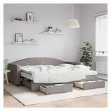 vidaXL Tagesbett Ausziehbar mit Schubladen Taupe 90x200 cm Stoff