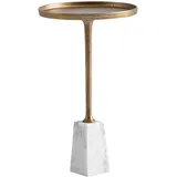FineBuy Echter Marmor Ø 34 cm Anstelltisch Wohnzimmertisch Rund