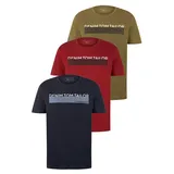 TOM TAILOR Denim Herren Triplepack T-Shirt mit Print, Dry Greyish Olive, S