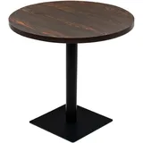 Bistrotisch MDF und Stahl Rund 80×75 cm Dunkle Esche - Braun