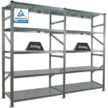 Proregal Fachbodenregal Silber, Metall, 240x200x60 cm, Freizeit, Heimwerken, Werkstatt, Schwerlastregale