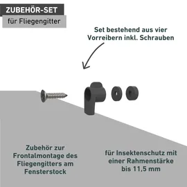 WINDHAGER Insektenschutz Vorreiber-Set Fenster Fliegengitter-Zubehör, Insektenschutz Ersatzteile, Spannrahmen Fenster, inkl. Schrauben, einfache Montage, 4 Stück Zubehör für Fliegengitter, Frontalmontage für