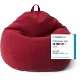 Lumaland Sitzsack Comfort Line | Indoor Beanbag 100x120x50cm mit mehr als 2,4 Mio. anpassbaren EPS-Perlen | Weiches & Komfortables Bodenkissen | Sessel für Kinder & Erwachsene | 315 L Volumen [Rot]