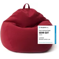 Lumaland Sitzsack Comfort Line | Indoor Beanbag 100x120x50cm mit mehr als 2,4 Mio. anpassbaren EPS-Perlen | Weiches & Komfortables Bodenkissen | Sessel für Kinder & Erwachsene | 315 L Volumen [Rot]