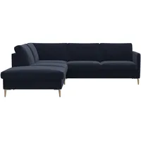 FLEXLUX Ecksofa »Fiore, L-Form, super bequem durch Kaltschaum im Sitz«, schmale Armlehnen, Füße Alu/Eiche, B/T 234/225 cm blau