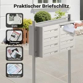 Wiltec 8er Briefkastenanlage Edelstahl weiß