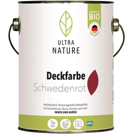 Ultra Nature Deckfarbe für Innen und Außen, UV-Schutz, Wetterschutz, 2,5 l, Schwedenrot,