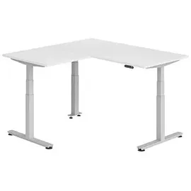 Hammerbacher Winkelschreibtisch XDSMW Weiß / Silber