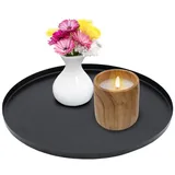 Spetebo Metall Kerzentablett schwarz - 30 cm -Farbe wählbar ø Kerzenteller mit Rand - Deko Schale Servier Tablett