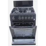 GASLINE Gas Standherd 60cm Gasbackofen mit Thermostat, Grill, Umluft, WOK, Schwarz, Erdgas, LPG