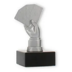 Pokal Metallfigur Skat silbermetallic auf schwarzem Marmorsockel 13,0cm