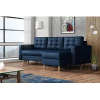 MIRJAN24 Ecksofa Ana mit Schlaffunktion und Bettkasten, L-Form Polsterecke, Ottomane Universal, Polstersofa, Wohnlandschaft (Kronos 09) - Blau