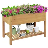 Yaheetech Hochbeet Pflanzkasten mit praktische Ablage, Kräuterbeet Holz, Blumenkübel Anzuchtbeet für Garten, 119 x 57 x 80 cm