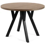 KONSIMO® Esstisch INDAGA Esszimmertisch Ausziehbar Rund, Loft-Stil, Massivholzrahmen aus Buche braun|schwarz