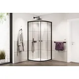 Bernstein Duschkabine Viertelkreis Schiebetür 6 mm Nano Klarglas 90x90 cm Schwarz matt